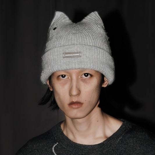 AW24 METALLIC CAT EAR BEANIE